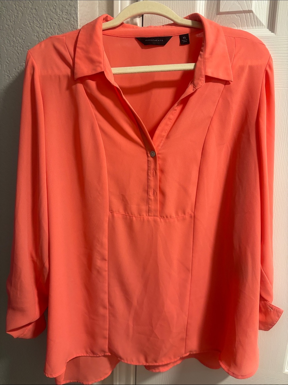 Investments XL Orange salmon color button front